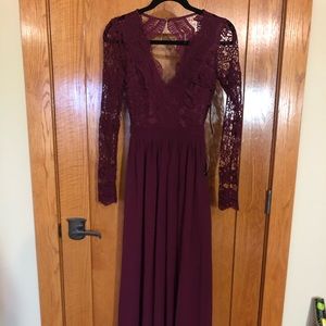 Lulus Long Sleeve Lace Maxi Dress